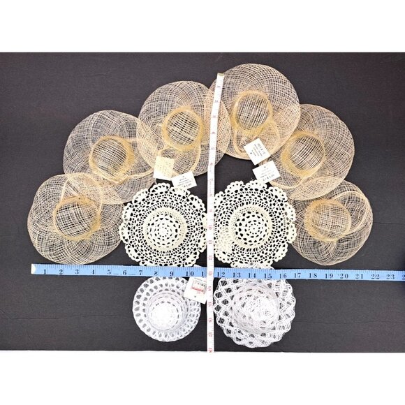 Vintage Doll Hats Lace Craft Accessories Crochet Lot Of 10 White Tan New Sinamay - Picture 7 of 7